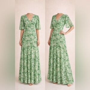 Ganni Green Floral Maxi Dress